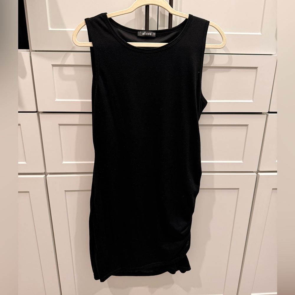 Black Ruched Maternity Dress